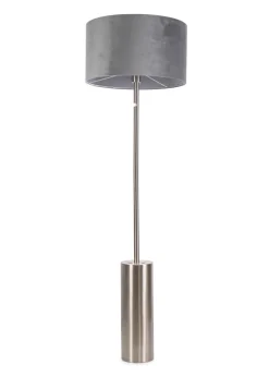 ValueLights Lexy Dimmable Plated Silver Floor Lamp with Large Drum Shade