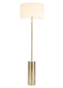 ValueLights Lexy Dimmable Plated Gold Floor Lamp with Large Drum Shade
