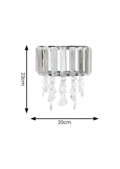 ValueLights Mabel Polished Clear Silver Drum Ceiling Pendant Shade (23cm x 20cm x 20cm)