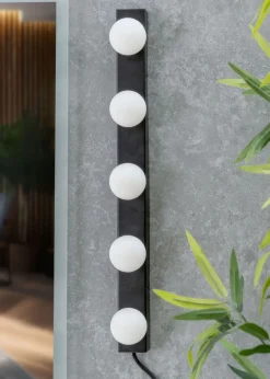 ValueLights Matt Black Hollywood Plug In Wall Light (8.5cm x 57.7cm x 6cm)