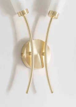 ValueLights Maya Brushed Gold Wall Light with White Drum Shade (42cm x 27cm x 5.5cm)