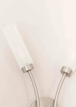 ValueLights Maya Brushed Silver Wall Light with White Drum Shade (42cm x 27cm x 5.5cm)