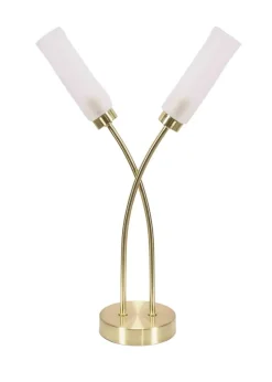 ValueLights Maya Gold Table Lamp with White Drum Shade