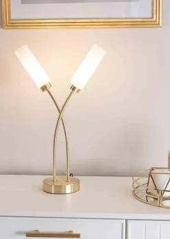 ValueLights Maya Gold Table Lamp with White Drum Shade