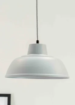 ValueLights Morris Matte Grey Pendant Light with Grey Dome Shade