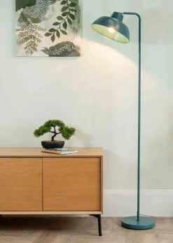 ValueLights Morris Matte Teal Floor Lamp with Teal Dome Shade