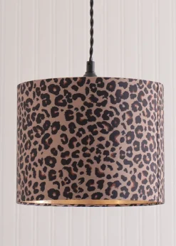 ValueLights Oasis Leopard Print Fabric with Inner Drum Ceiling Lamp Shade