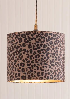 ValueLights Oasis Leopard Print Fabric with Inner Drum Ceiling Lamp Shade