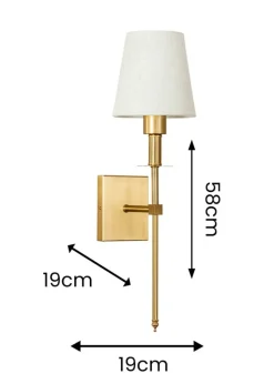 ValueLights Pair of Gold Wall Lights with Cream Shades Integrated LED (58cm x 19cm x 19cm)