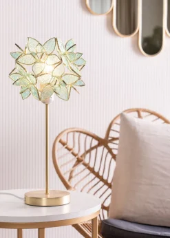 ValueLights Reine Aqua Glass Flower Easy Fit Pendant (17cm x 21cm x 21cm)