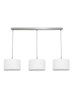 ValueLights Reni White Drum Shade 3 Drop Bar Diner Ceiling Pendant Light