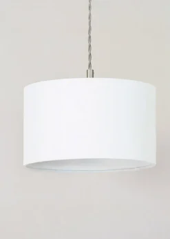 ValueLights Reni White Drum Shade 3 Drop Bar Diner Ceiling Pendant Light