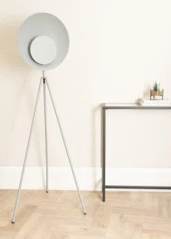 ValueLights Saffy Matte Grey Floor Lamp with Grey Shade (150cm x 59cm x 59cm)