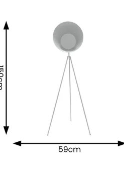 ValueLights Saffy Matte Grey Floor Lamp with Grey Shade (150cm x 59cm x 59cm)