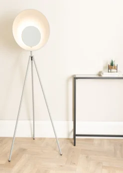 ValueLights Saffy Matte Grey Floor Lamp with Grey Shade (150cm x 59cm x 59cm)