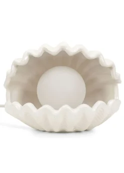 ValueLights Sammie White Ceramic Shell Table Lamp (15cm x 19.5cm x 18.5cm)