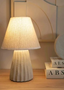 ValueLights Saskia Gloss Cream Table Lamp with Cream Tapered Shade