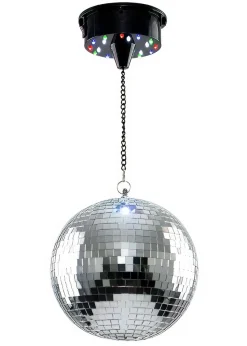 ValueLights Silver Rotating Disco Mirror Ball Ceiling Light (50cm x 20cm)
