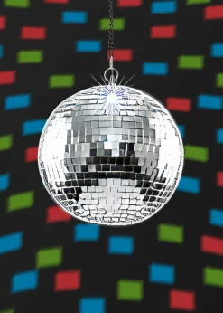 ValueLights Silver Rotating Disco Mirror Ball Ceiling Light (50cm x 20cm)