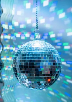 ValueLights Silver Rotating Disco Mirror Ball Ceiling Light (50cm x 20cm)