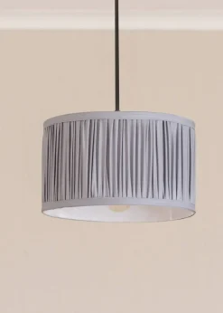 ValueLights Small Jess Fabric Faux Silk Blue Drum Ceiling Pendant Shade