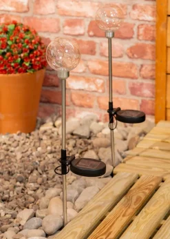 ValueLights Solar 2 Pack Fairy Light Spike Lights With Integrated LED's