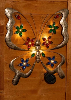 ValueLights Solar Butterfly Wall Light With Integrated LED's (3cm x 44cm x 41.5cm)