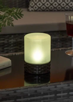 ValueLights Solar Frosted Outdoor Table Lamp With Integrated LED's (14.5cm x 10.5cm x 10.5cm)