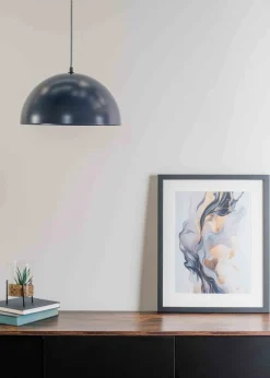 ValueLights Stassi Matte Blue Pendant Light with Blue Dome Shade