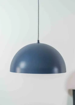 ValueLights Stassi Matte Blue Pendant Light with Blue Dome Shade