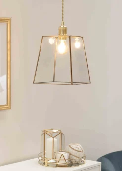 ValueLights Susie Glass Clear White Square Ceiling Pendant Shade (19cm x 18cm x 18cm)