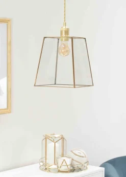 ValueLights Susie Glass Clear White Square Ceiling Pendant Shade (19cm x 18cm x 18cm)