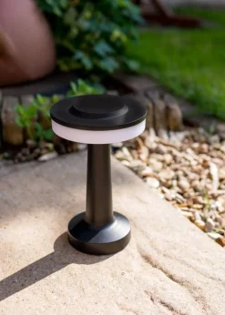 ValueLights Troy Matte Black LED Rechargeable Dimmable Touch Table Lamp