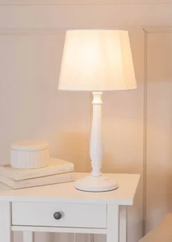 ValueLights Victoria Painted White Table Lamp with Small Tapered Shade