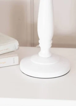 ValueLights Victoria Painted White Table Lamp with Small Tapered Shade