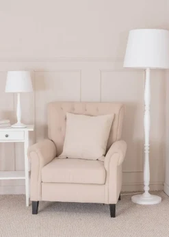 ValueLights Victoria Painted White Table Lamp with Small Tapered Shade