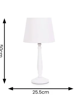 ValueLights Victoria Painted White Table Lamp with Small Tapered Shade