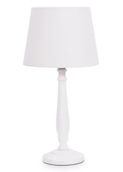 ValueLights Victoria Painted White Table Lamp with Small Tapered Shade