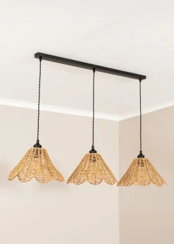 ValueLights Vine Rattan Flower Shade 3 Drop Matte Diner Ceiling Pendant Light