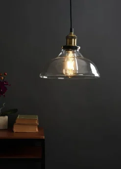 ValueLights Wallace Steampunk Electric Pendant Clear Glass Shade (105.5cm x 24cm x 24cm)