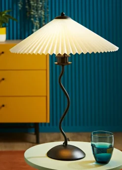 ValueLights Wiggle Black Metal Table Lamp Origami Shade (50cm x 44cm x 44cm)
