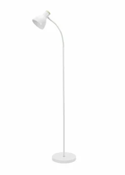 ValueLights Woody  White Floor Lamp with White Tapered Shade (130cm x 36cm x 22cm)