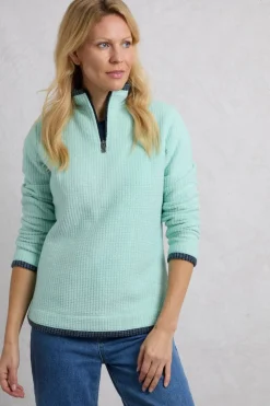 Weird Fish Aqua Beye 1/4 Zip Grid Fleece