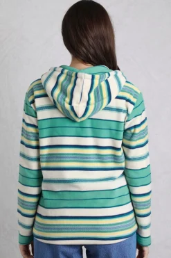Weird Fish Aqua Lana 1/4 Zip Stripe Microfleece Hoodie