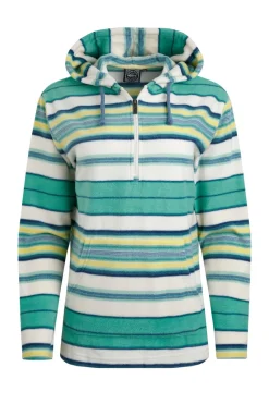 Weird Fish Aqua Lana 1/4 Zip Stripe Microfleece Hoodie