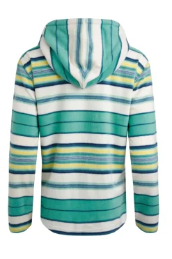 Weird Fish Aqua Lana 1/4 Zip Stripe Microfleece Hoodie