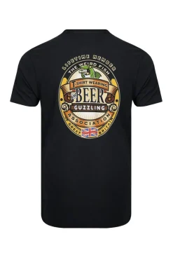 Weird Fish Black Beer Guzzling Back Print Artist T-Shirt
