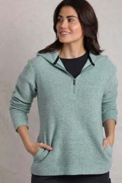 Weird Fish Blue Alisa 1/4 Zip Snow Marl Fleece Hoodie