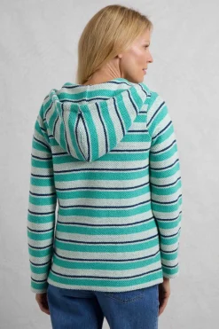 Weird Fish Blue Ally 1/4 Zip Stripe Hoodie