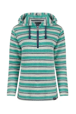 Weird Fish Blue Ally 1/4 Zip Stripe Hoodie